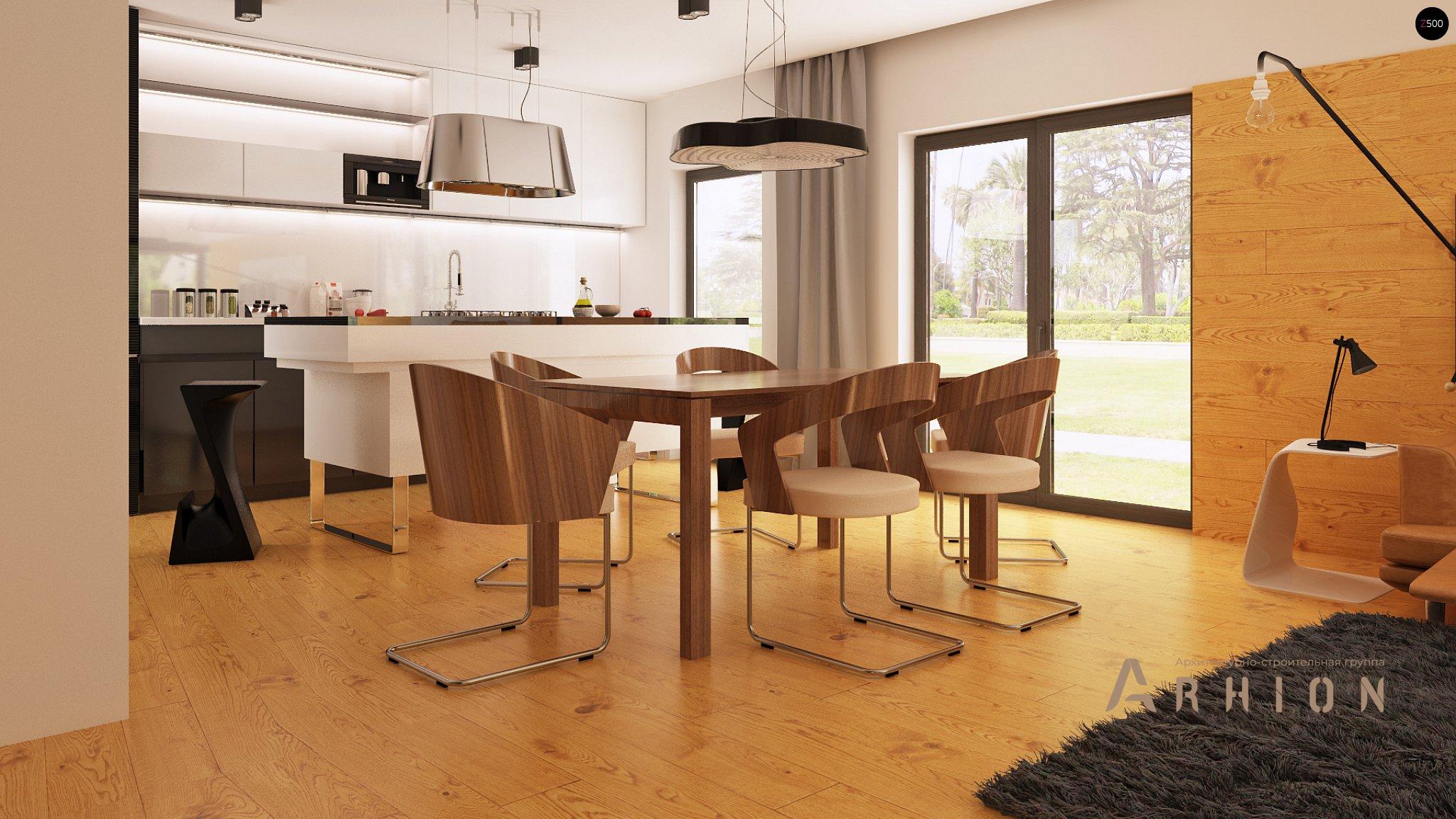 4. Проект одноэтажного дома в стиле минимализм с плоской кровлей , Zx100 v1, площадью - 168 кв c терассой, гаражом